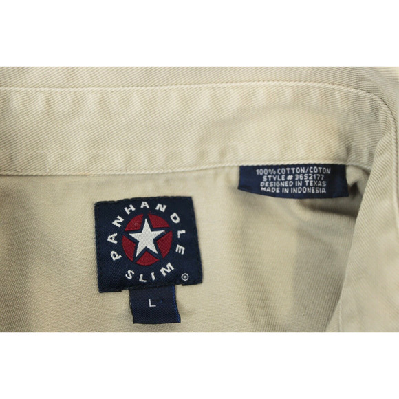 Panhandle Slim Beige Pearl Snap Button Down Shirt Men L Western Long Sleeve - Picture 11 of 13